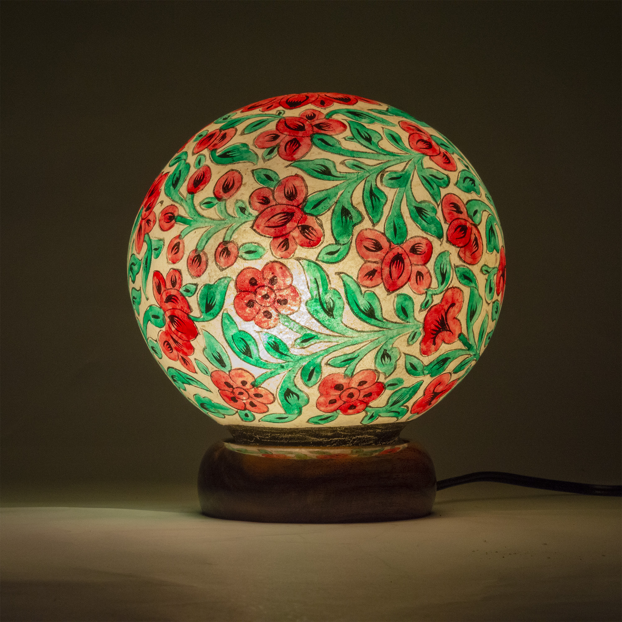 Crimson Bloom Glow Sphere Lamp